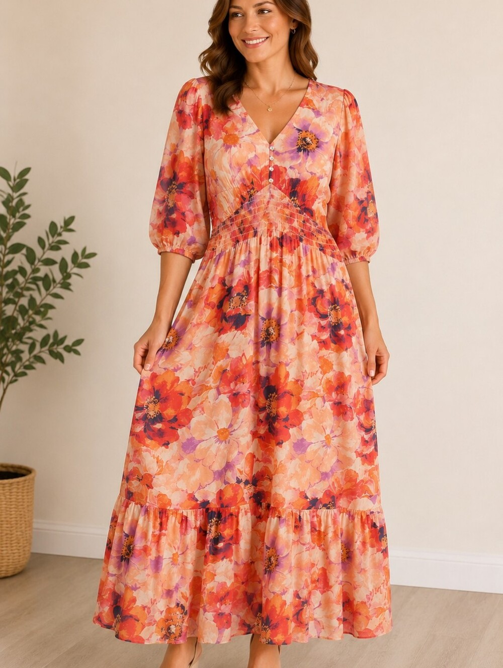 Nature by Westbound Petites Floral Maxi Dress Size PL A-184